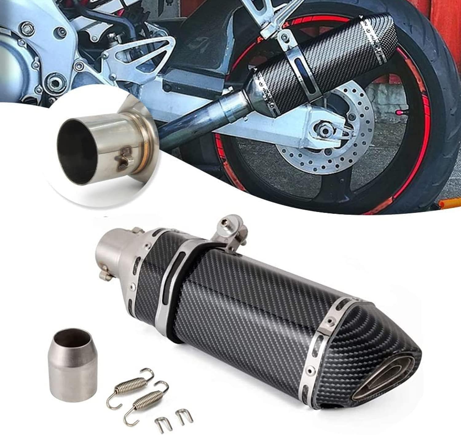 JFG RACING Universal Slip-On Motorcycle Exhaust Muffler for Dirt, Stre