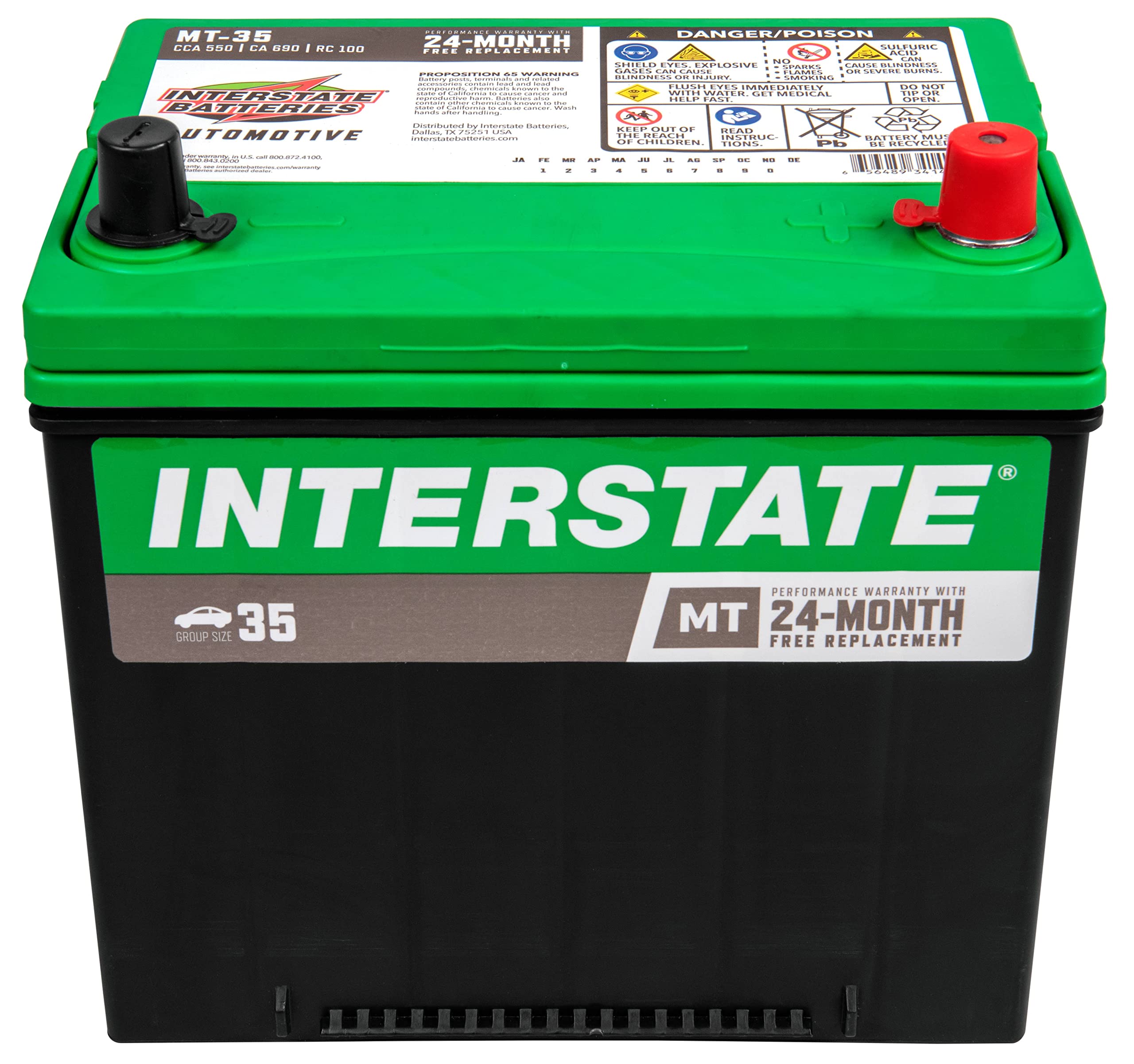 Interstate Batteries Group 35 Car Battery Replacement  12V, 550 CCA, 24 Month Wa