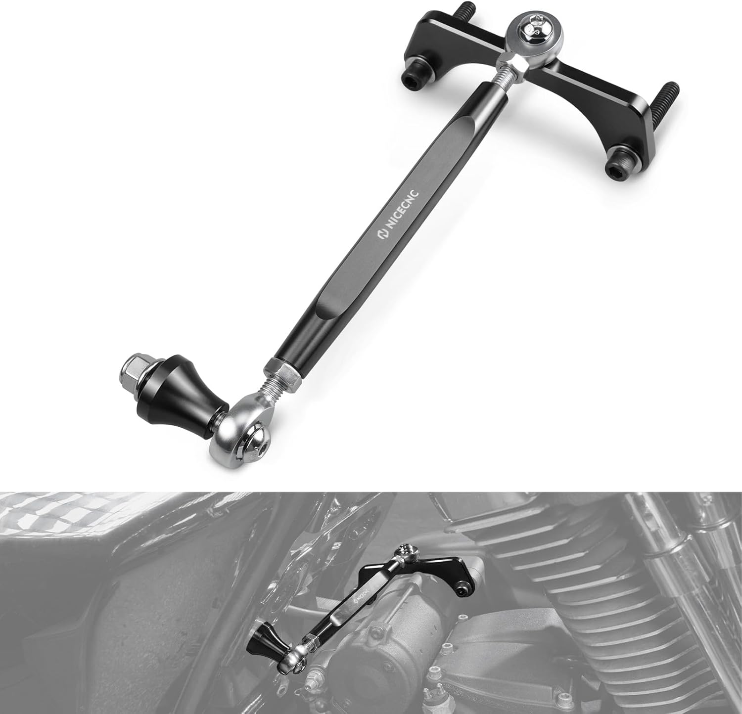 NICECNC Black M8 Touring Rear Stabilizer for Harley Street Glide FLHX 