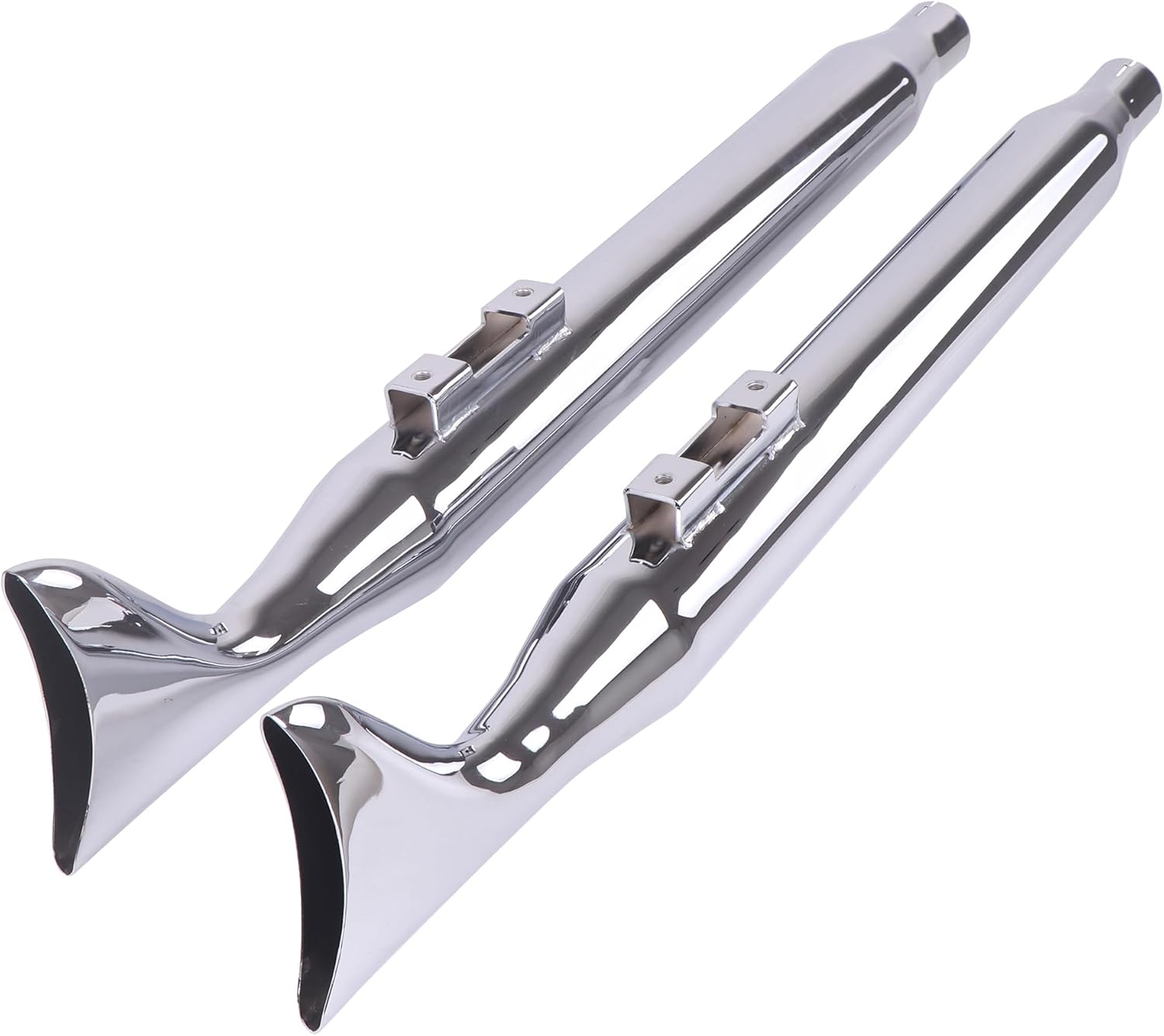 SHARKROAD Chrome 36'' Fishtail Slip-On Mufflers for 2009-2016 Harley D