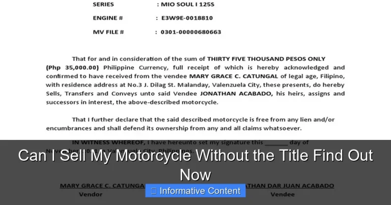 Can I Sell My Motorcycle Without the Title Find Out Now