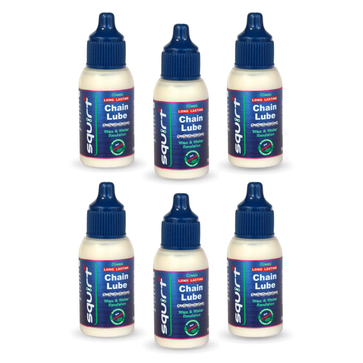 Squirt All-Weather Dry Bike Chain Lube (6-Pack, 0.5oz) - Long-Lasting 