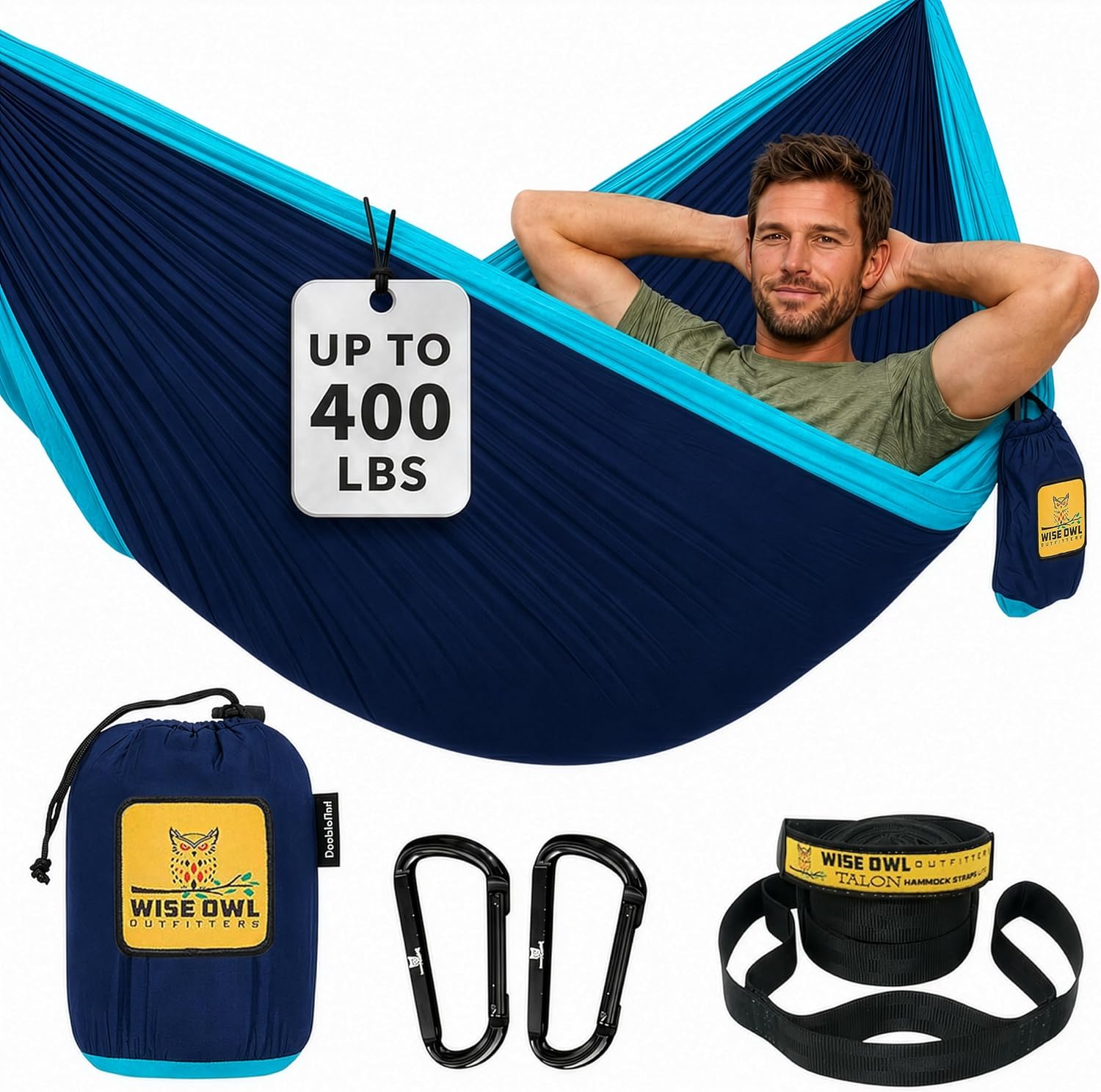 Wise Owl Outfitters 500‑lb Capacity Camping Hammock – Portable, Includ