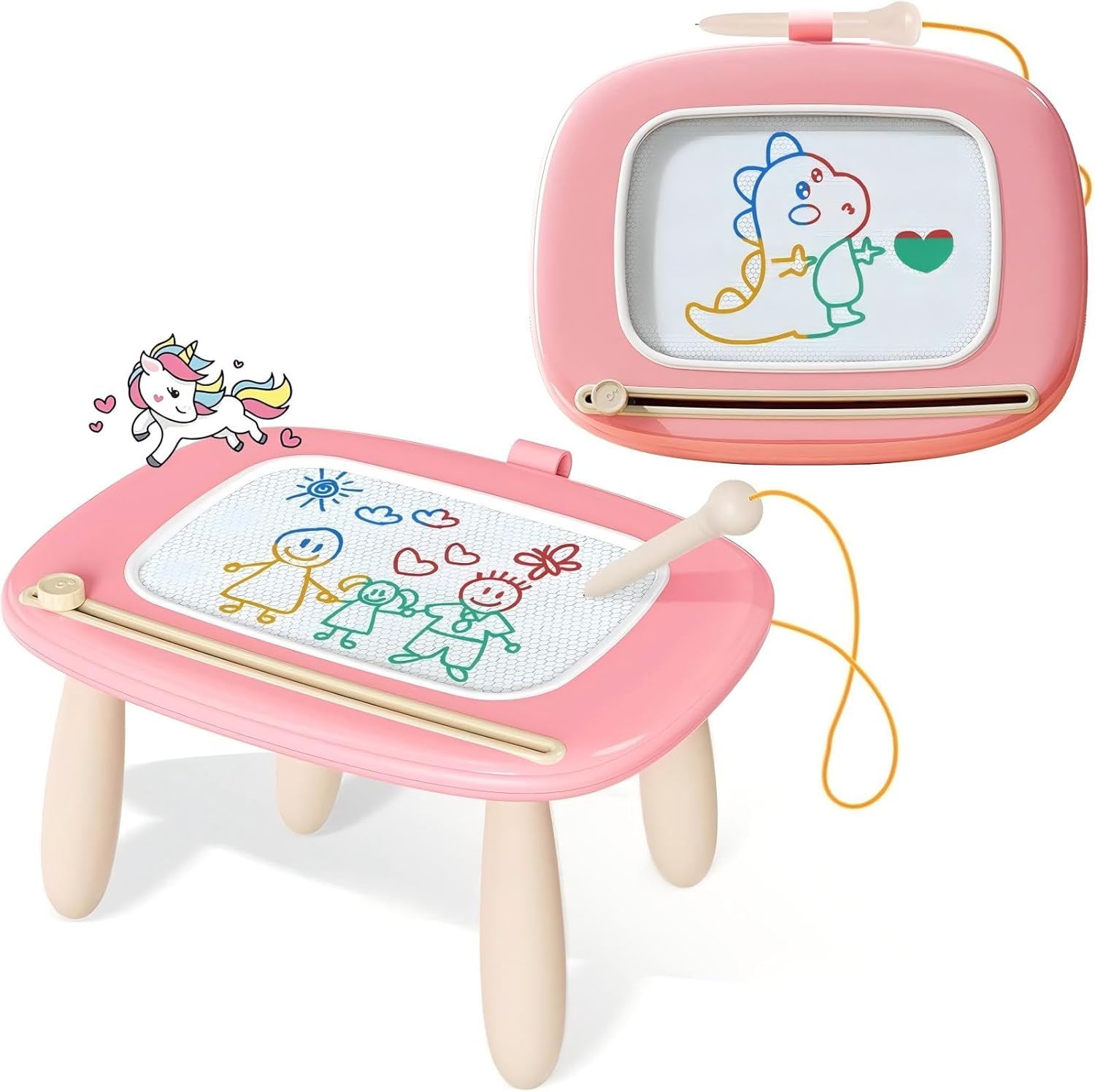 Kikidex Magnetic Drawing Board – Soft Pink Doodle Pad for Toddlers 1‑3