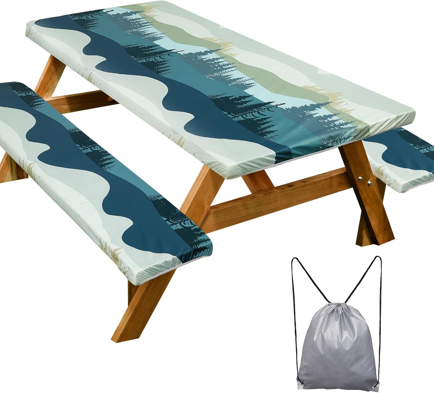 Waterproof Picnic Table Cover with Bench Covers – Wind‑proof, Drawstri