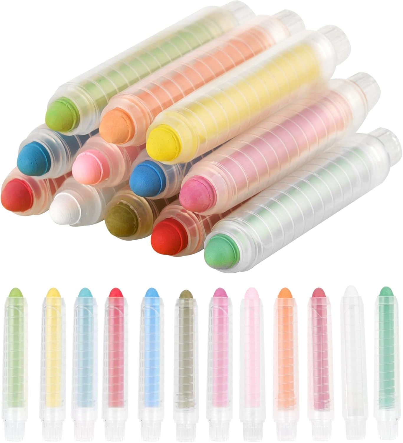 NewFamily Dustless Colored Sidewalk Chalk Set with Holder – Non‑Toxic,