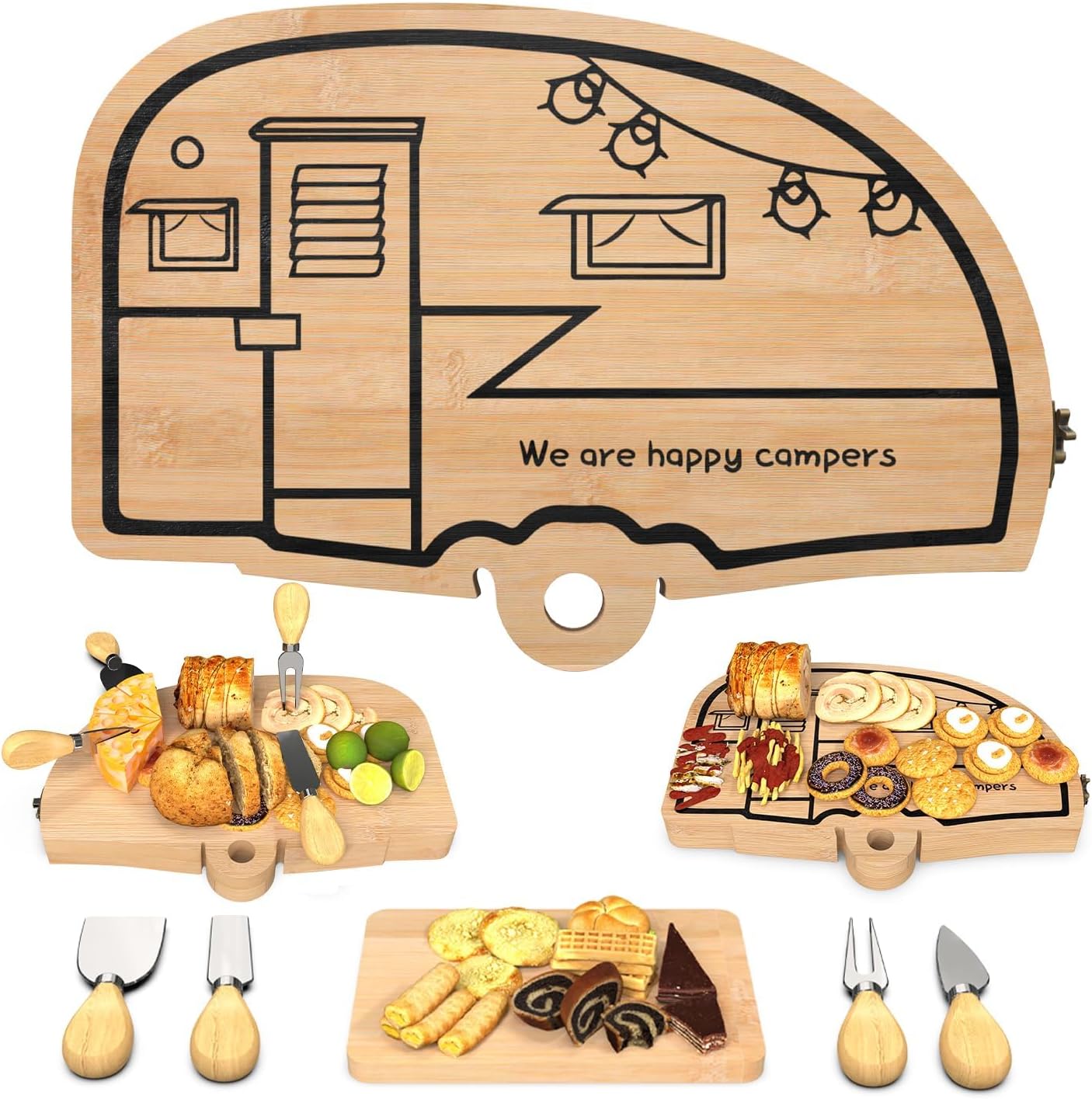 Foldable Bamboo Charcuterie Board Set – Elegant Cheese Cutting Board w