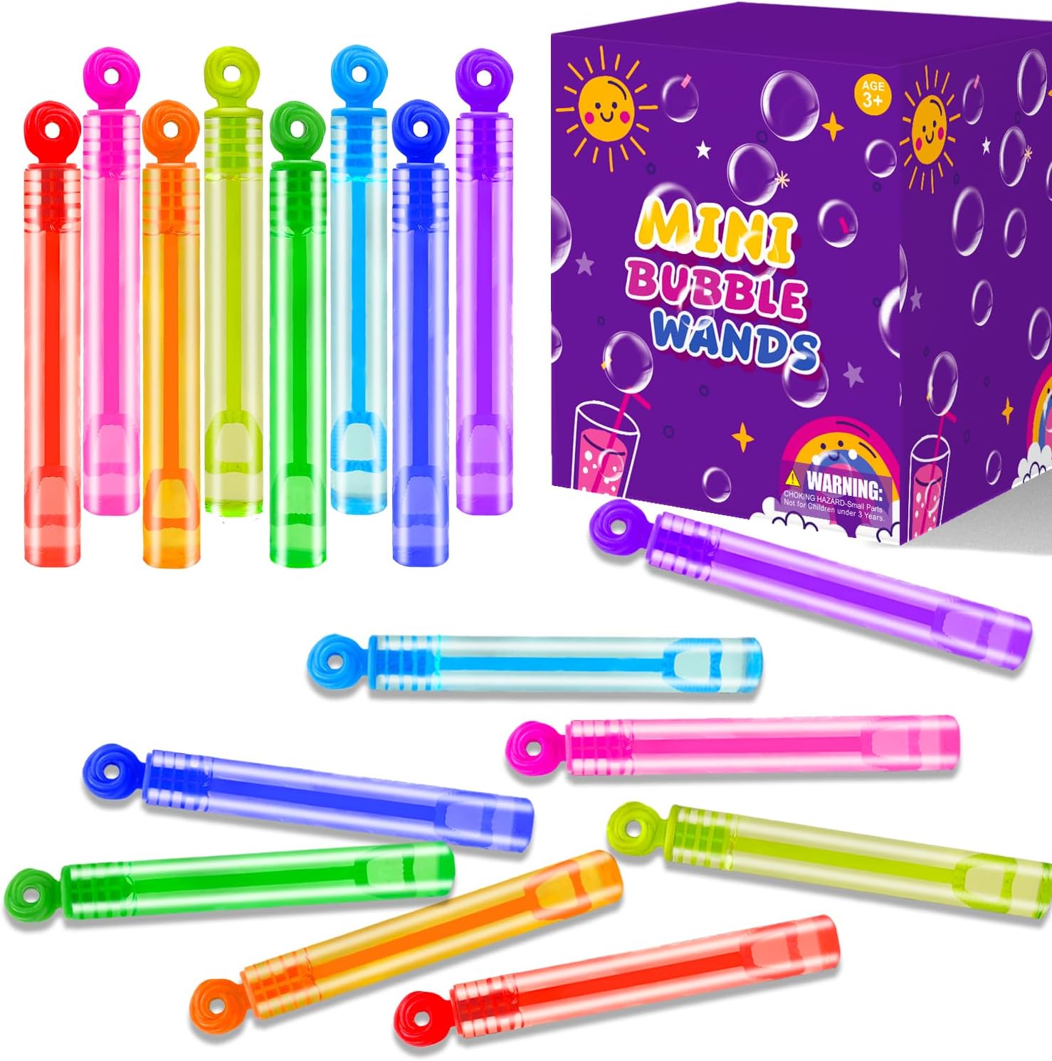 Bubbles Mini Bubble Wand Packs (20‑300 pcs) – Perfect Party Favors, Ou
