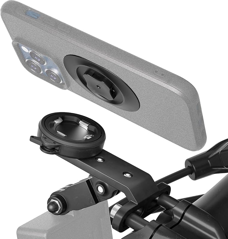 Out‑Front Bike Phone Mount – 4‑Point Buckle Quick Release, Aluminum Holder with GoPro Mount, Fits 4.0‑6.7″ Smartphones