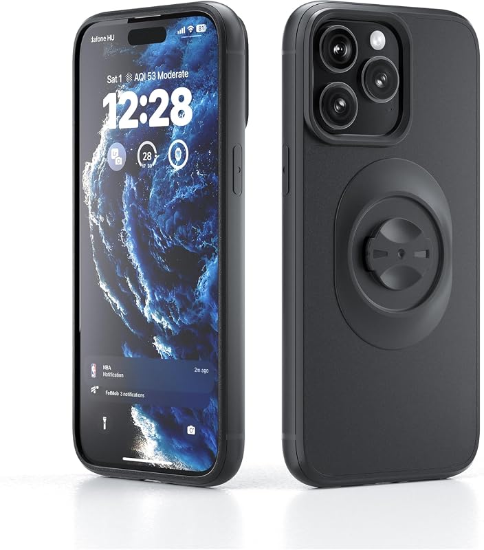 Bike Phone Case – Shockproof Cover for iPhone 15 Pro, Secure Lock‑In Design, Fits Garmin‑Style Quarter‑Turn Mounts, Black