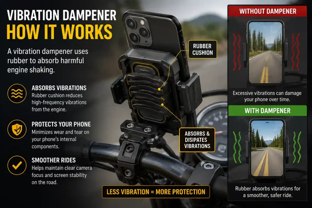 vibration dampener uses rubber to absorb harmful engine shaking